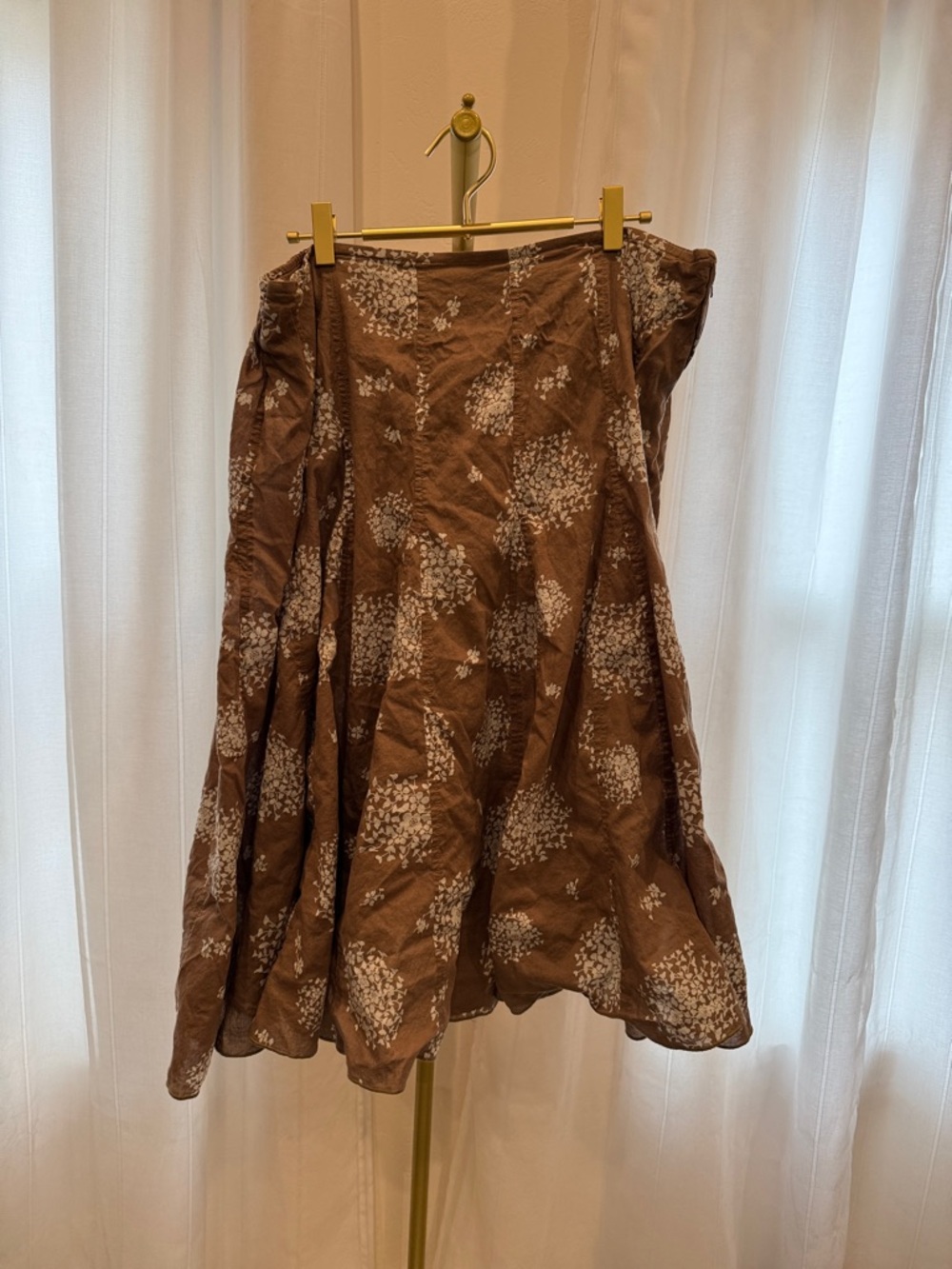 Coldwater Creek Brown Floral Circle Skirt